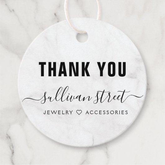 Étiquettes Cadeau Élégant Merci de bracelet en marbre (Devant)