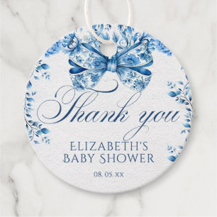 Étiquettes Cadeau Élégant Merci de calligraphie de boue florale bleu