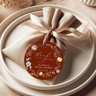 Étiquettes Cadeau Élégant Merci de Fête des mariées floral en terre 