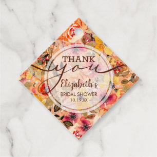 Étiquettes Cadeau Élégant Merci de Fête des mariées florale d'automn