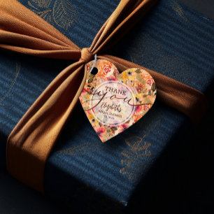 Étiquettes Cadeau Élégant Merci de Fête des mariées florale d'automn