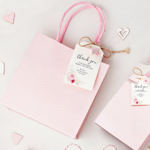 Étiquettes-cadeau Élégant Merci de Fête des mariées rose et rouge