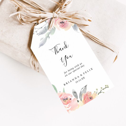 Étiquettes-cadeau Élégant Merci de Mariage rose pâle