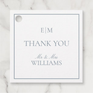Étiquettes Cadeau Élégant Merci de Monogramme bleu Mariage de script