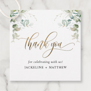 Étiquettes Cadeau Elégant Merci Eucalyptus verdure Favoriser