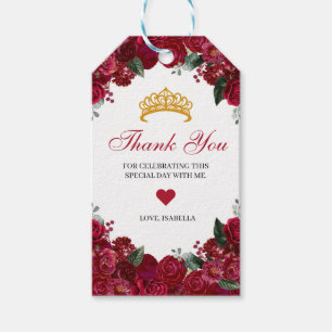 Étiquettes-cadeau Élégant Merci Floral Rouge Favoriser Balise
