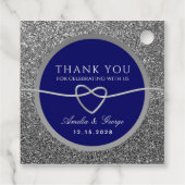 Étiquettes Cadeau Élégant Merci Mariage bleu (Dos)