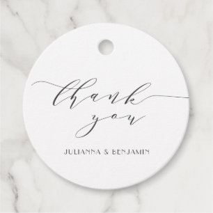 Étiquettes Cadeau Elégant Merci Mariage classique blanc Art déco