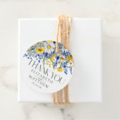 Étiquettes Cadeau Elégant Merci Mariage Fleur sauvage bleu jaune (En situation)