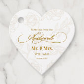 Étiquettes Cadeau Elégant Merci Mariage Floral Or Luxe (Devant)