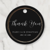 Étiquettes Cadeau Élégant Merci Mariage noir et blanc simple (Devant)