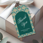 Étiquettes-cadeau Élégant Merci Mariage Turquoise Damask Arch