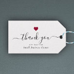 Étiquettes-cadeau Élégant Merci moderne Script Red Heart Business<br><div class="desc">Cette marque cadeau simple et délicate de coeur rouge moderne vous remercie propose une calligraphie de script à la main avec votre nom de petite entreprise dans une élégante typographie serif. Espace pour un message supplémentaire à l'arrière. Il s'agit de la version horizontale en noir et blanc.</div>