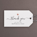 Étiquettes-cadeau Élégant Merci moderne Script Rose Gold Business<br><div class="desc">Ce chic coeur d'or rose moderne merci tag cadeau comprend des calligraphies de script à la main avec votre nom de petite entreprise dans une élégante typographie serif. Espace pour un message supplémentaire à l'arrière. Il s'agit de la version horizontale en noir et blanc.</div>