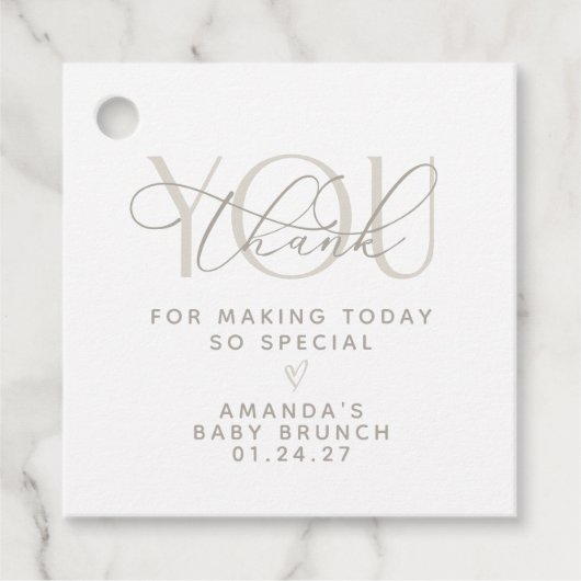 Étiquettes Cadeau Élégant Merci neutre crémeux (Devant)