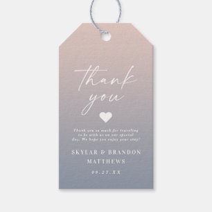 Étiquettes-cadeau Elégant Merci Ombre Blush Rose & Blue Mariage
