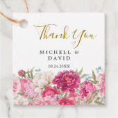 Étiquettes Cadeau Élégant Merci rose Peony Florals (Devant)