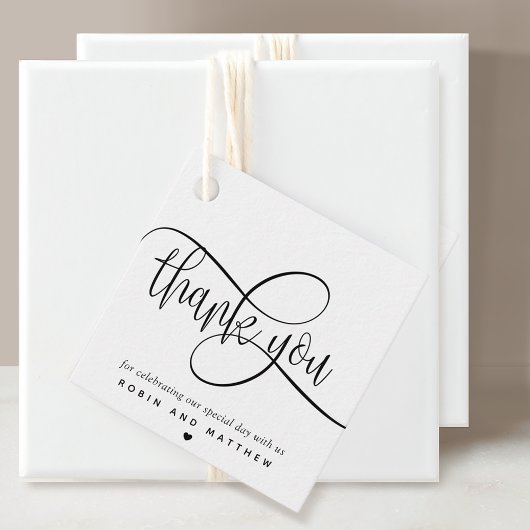 Étiquettes Cadeau Élégant, Merci Script,