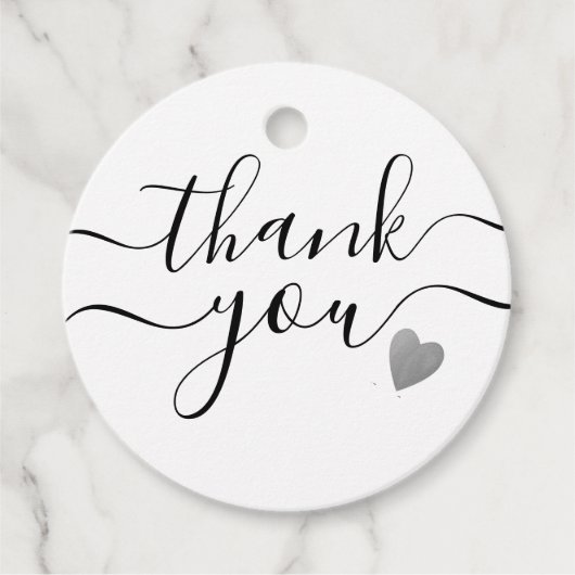 Étiquettes Cadeau Élégant Merci Script mariage Faveur (Devant)