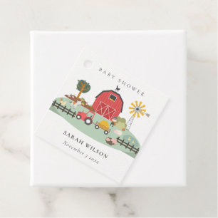 Étiquettes Cadeau Élégant mignon Baby shower animal de ferme de Barn