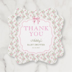 Étiquettes Cadeau Élégant mignon Bow fille Baby shower Merci