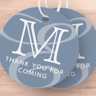 Étiquettes Cadeau Élégant Moderne Chic Double Monogramme Merci