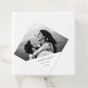 Étiquettes Cadeau Elégant moderne Mariage photo simple Merci