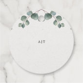 Étiquettes Cadeau Élégant Monogramme d'aquarelle Eucalyptus (Dos)