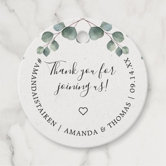 Étiquettes Cadeau Élégant Monogramme d'aquarelle Eucalyptus (Devant)