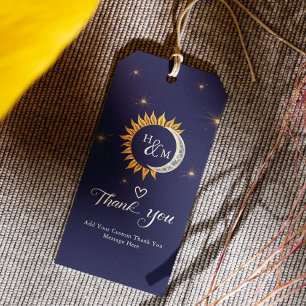 Étiquettes-cadeau Elégant Monogramme de la Lune Soleil Favoriser le