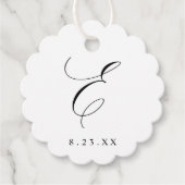 Étiquettes Cadeau Élégant Monogramme Initiale E Mariage Calligraphié (Devant)