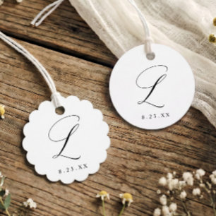 Étiquettes Cadeau Élégant Monogramme Initiale L Mariage Calligraphié