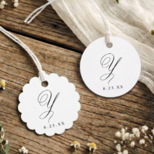 Étiquettes Cadeau Élégant Monogramme Initiale Y Calligraphie Mariage