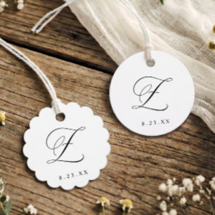 Étiquettes Cadeau Élégant Monogramme Initiale Z Calligraphie Mariage