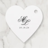 Étiquettes Cadeau Élégant Monogramme noir et blanc Script (Dos)
