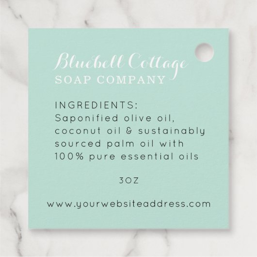 Étiquettes Cadeau Élégant Monogramme vert de menthe moderne savon fa (Dos)
