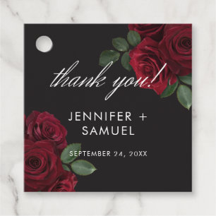 Étiquettes Cadeau Élégant Moody Blood Red Roses Floral Mariage