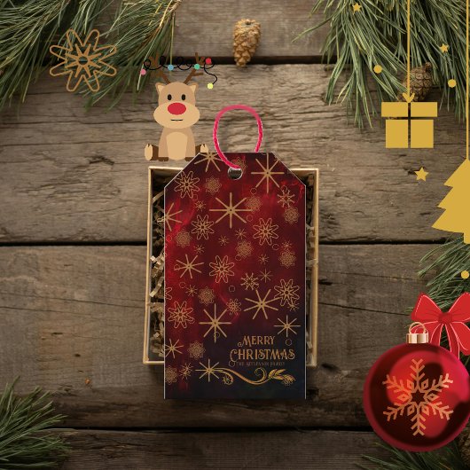 Étiquettes-cadeau Élégant Motif RED OR Joyeux Noël