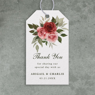 Étiquettes-cadeau Élégant Naturel Floral Mariage Blanc Merci