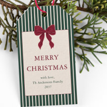 Élégant Noël Ruban Rouge Rayures Vertes