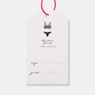 Étiquettes-cadeau Elégant noir blanc Lingerie Boutique Prix Tags