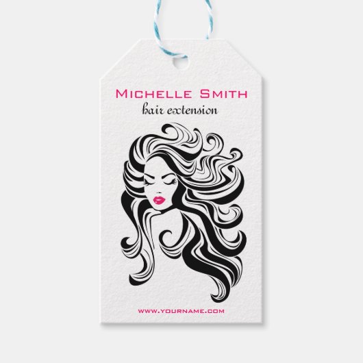 Étiquettes-cadeau Élégant noir blanc Wavy Hairstyle extensions de ch (Devant)