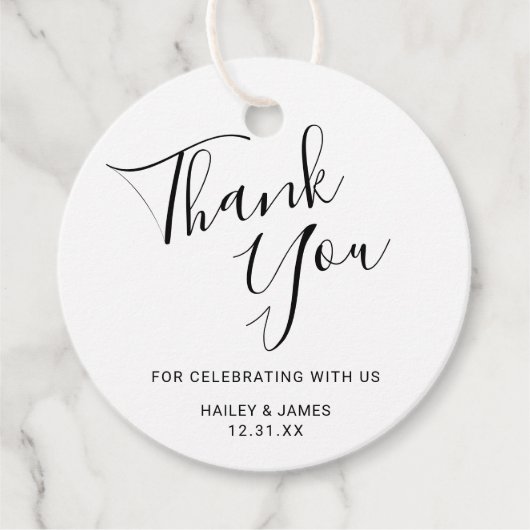 Étiquettes Cadeau Élégant noir et blanc Mariage moderne (Devant)