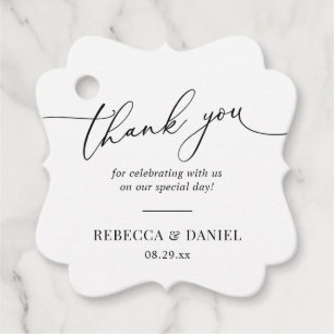 Étiquettes Cadeau Elégant noir et blanc Merci de Monogramme Favor T