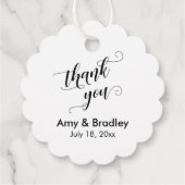 Étiquettes Cadeau Élégant, noir sur Merci Mariage blanc (Dos)