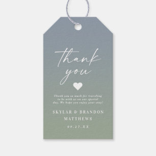 Étiquettes-cadeau Elégant Ombre Dusty Merci Mariage bleu et vert