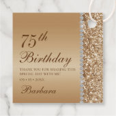 Étiquettes Cadeau Elégant or 75e anniversaire Merci (Dos)