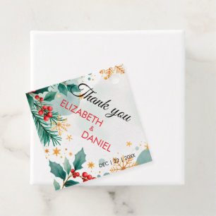 Étiquettes Cadeau Elégant or Aquarelle Holly Noël Favoriser Tags