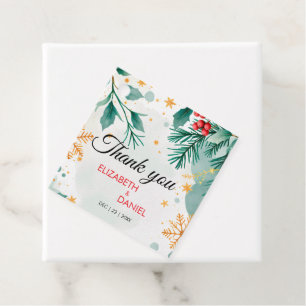Étiquettes Cadeau Elégant or Aquarelle Holly Noël Favoriser Tags