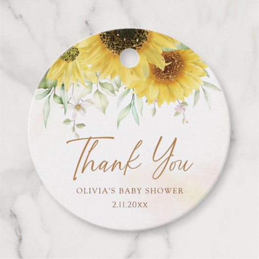 Étiquettes Cadeau Elégant or Aquarelle Verdure Merci floral (Devant)